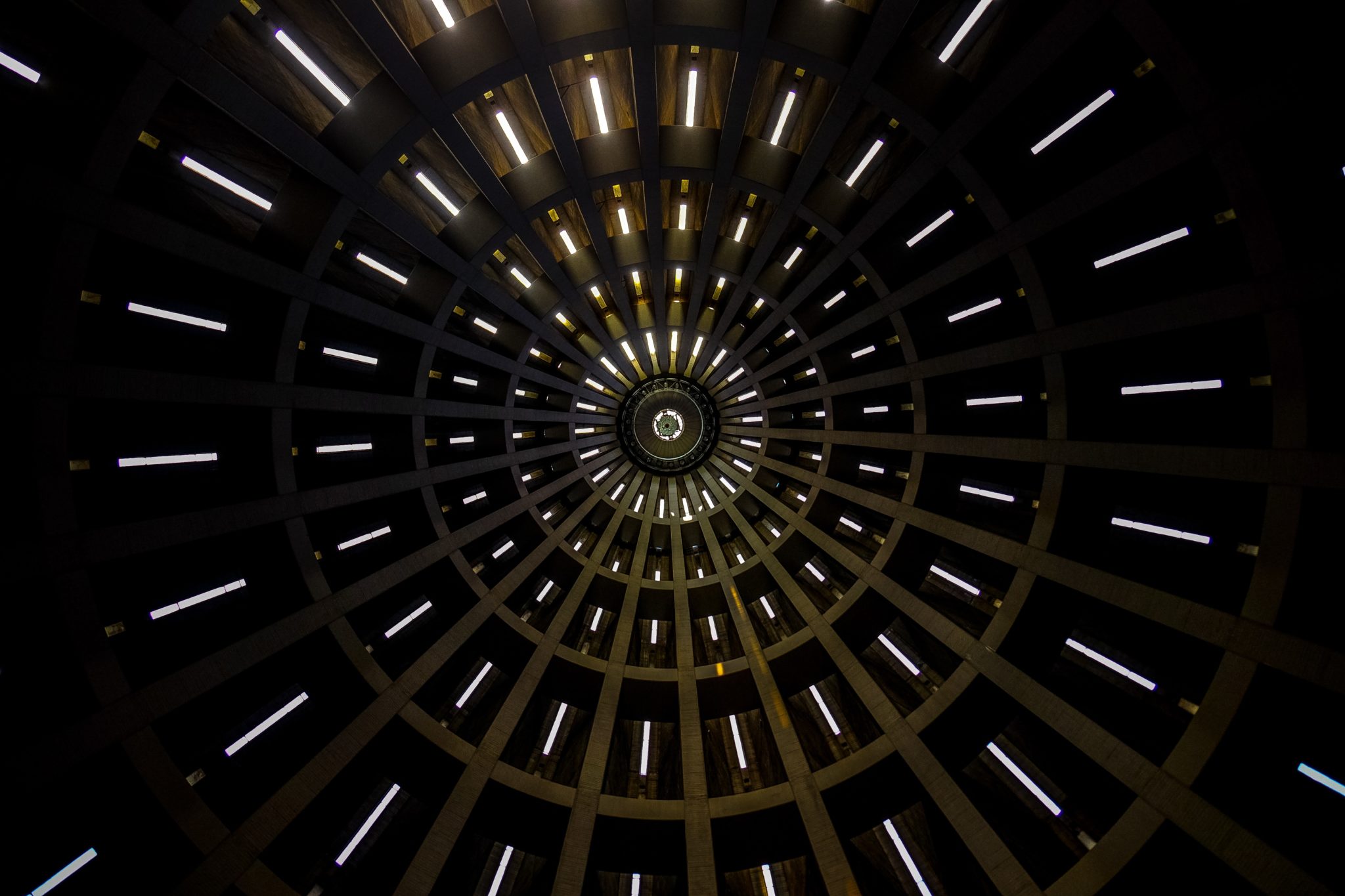 The picture appears to show a dome ceiling where the center kicks out much like a network server worked to server a network of client devices.