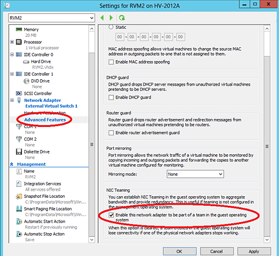 Windows Server Tutorials - NIC Teaming Figure 1