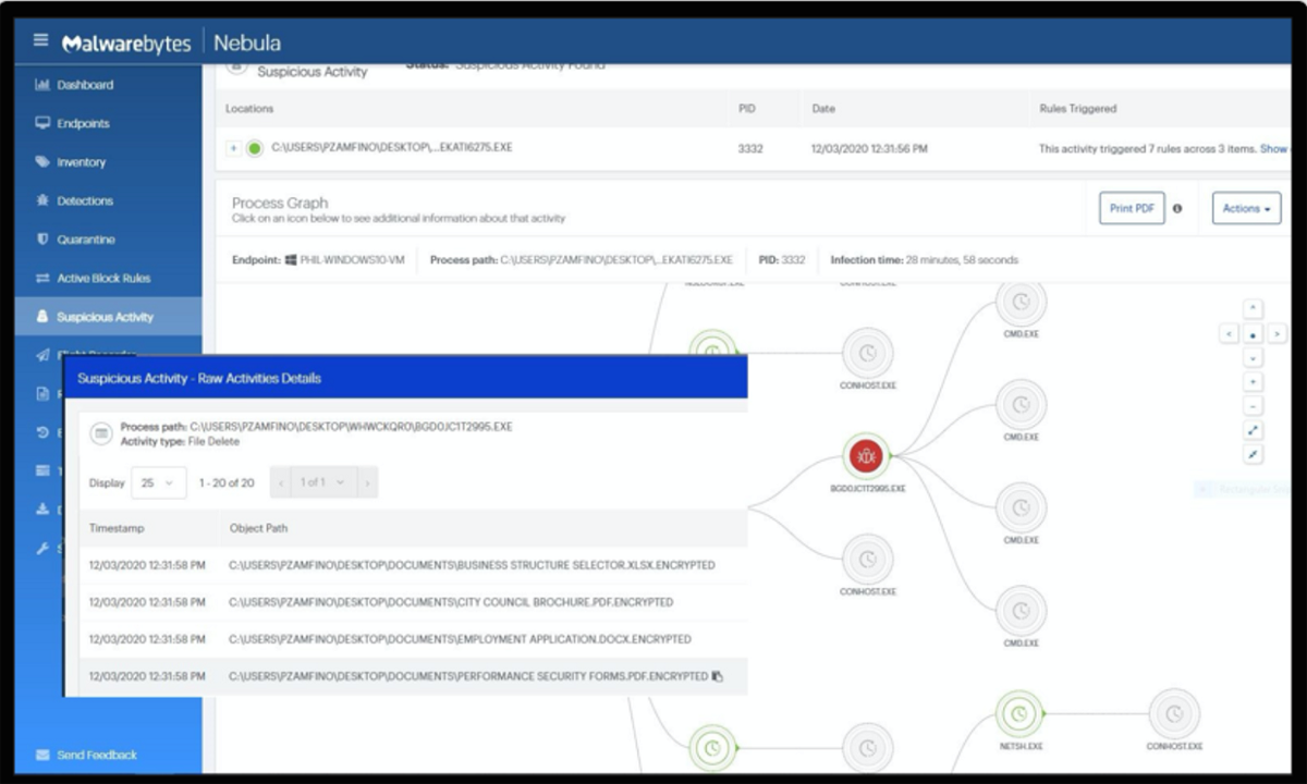 Malwarebytes cross-platform protection dashboard.